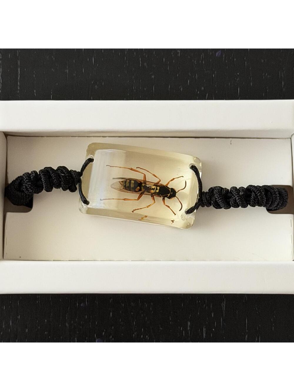 Wasp in Resin, Cord Bracelet